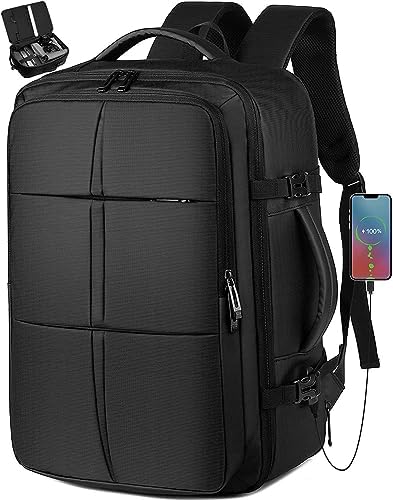 Travel Backpack, Extra Large Backpack, Carry On Backpack, 40L Expandable Flight Approved Big Bag Waterproof Business Luggage Suitcase Rucksack Casual Daypack Fits 17 Inch Laptop, Travel Gifts for Men