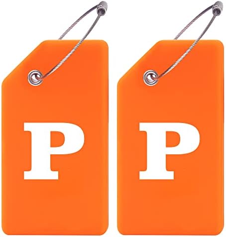 2 Pack Initial Letter Silicone Luggage Tag Baggage Handbag School Bag Suitcase Instrument Tag Orange by Gostwo (P)