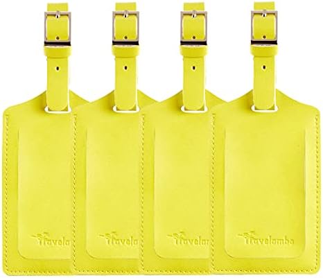 4 Pack Leather Luggage Travel Bag Tags by Travelambo