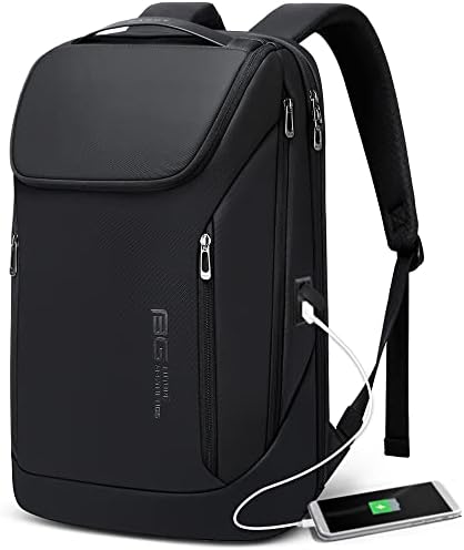 BANGE Business Smart Backpack Waterproof fit 15.6 Inch Laptop Backpack with USB Charging Port,Commuter Travel Durable Backpack (Black)