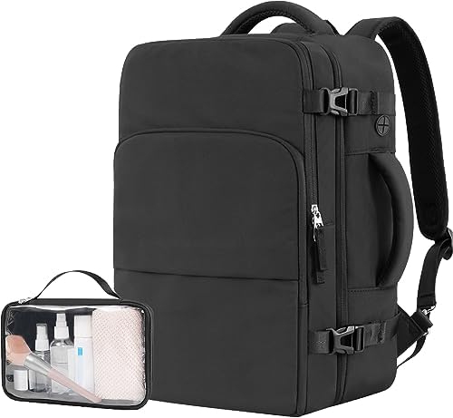 Beraliy Travel Backpack, Lightweight Personal Item Bag for Airlines, Carry On Luggage, Durable Hiking Backpack,Laptop Backpack, College Work Gym Weekender Bag Men Women, Black