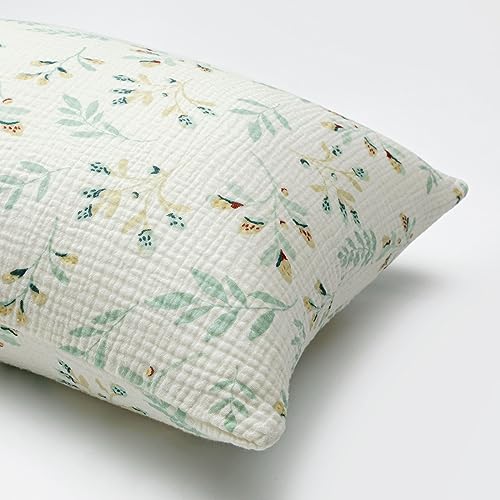 Blissful Diary Toddler Pillow with Muslin Cotton Pillowcase, 13x18 Kids Pillows for Sleeping and Traveling, Crib Pillow, Small Kids, Bed (Botanical Leaf)