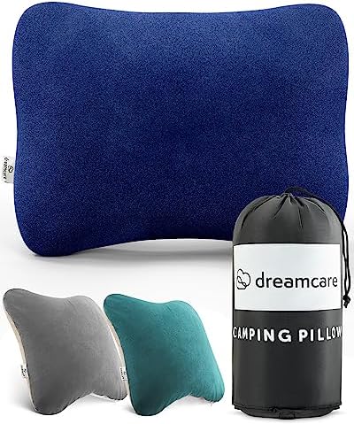 Camping Pillow, Memory Foam Travel Pillow for Sleeping, Backpacking, Pillows for Sleeping in Airplane (Medium, Blue)