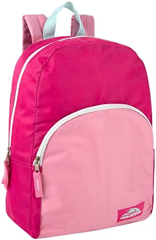 Color Block Backpacks for School Boys and Girls, 15 Inch Two Tone Backpack for Classroom, Work, Travel for Kids and Adults