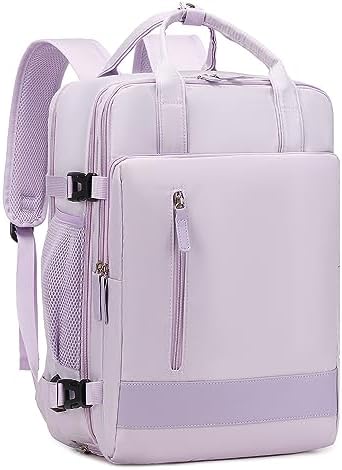 InduSKY Large Travel Backpack for Women, 40L Carry On Backpack Airline Flight Approved with USB Charging Port Shoes Compartment, Personal Luggage Backpack Casual Daypack 15.6 Inch Laptop Backpack