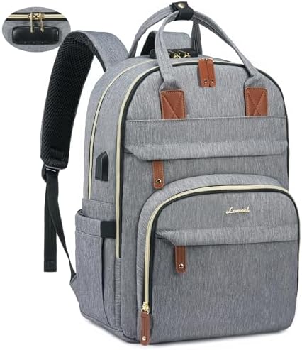 LOVEVOOK Laptop Backpack for Women & Men, Unisex Travel Anti-theft Work Business Computer College Bag Purse, Casual Hiking Outdoor Carry On Daypack with Lock, Fits 15.6 Inch Laptop, Grey