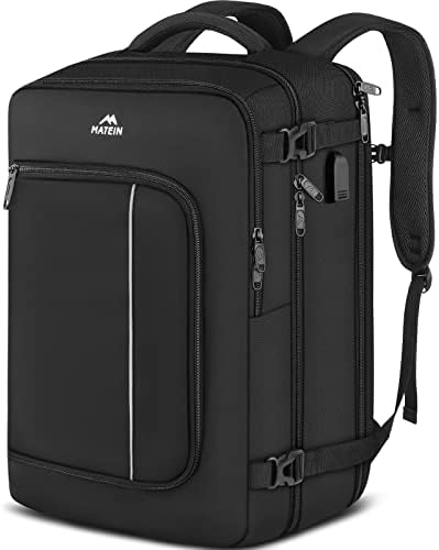MATEIN Travel Backpack Airline Approved, 40L Large Underseat Carry on Backpack for Men & Women with 17 inch Laptop Compartment & Shoe Bag for Airplane Flight Luggage Personal Item, Black