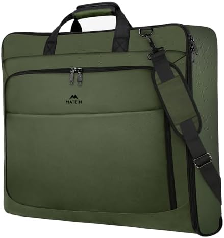 MATEIN Travel Garment Bag, Large Convertible Carry On Suit Bag with Adjustable Shoulder Strap, Waterproof 2 in 1 Hanging Luggage Bag for Men Women, Foldable suitcase for Business Trips, Green