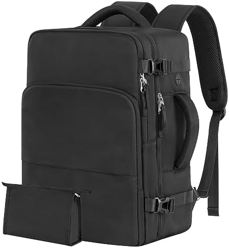 Rinlist Backpack for Men Women, Black Backpack for Traveling on Airplane, Weekender Carry on Backpack Bag Casual Daypack for Hiking Business Work College, Backpack Purse