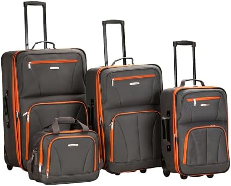 Rockland Journey Softside Upright Luggage Set, Expandable, Charcoal, 4-Piece (14/19/24/28)