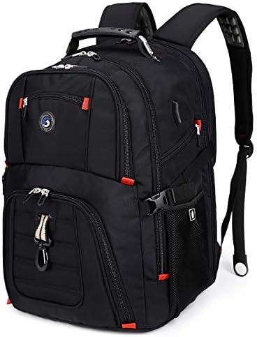 SHRRADOO Extra Large 52L Travel Laptop Backpack with USB Charging Port, College Backpack Airline Approved Business Work Bag Fit 17 Inch Laptops for Men Women,Black