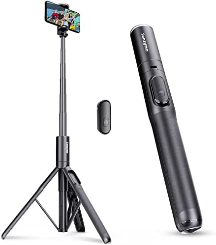 Sensyne 60" Phone Tripod & Selfie Stick, Lightweight All in One Phone Tripod Integrated with Wireless Remote Compatible with All Cell Phones for Selfie/Video Recording/Photo/Live Stream/Vlog（Black）