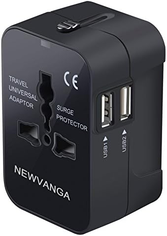 Travel Adapter, Universal All in One Worldwide Travel Adapter Power Converters Wall Charger AC Power Plug Adapter with Dual USB Charging Ports for USA EU UK AUS Black