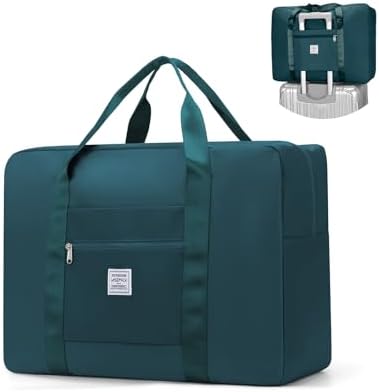 Travel Tote Bags Foldable Duffle Bag Women's Weekender Bag Overnight Bag Large Capacity Travel Bags Carry on Bag with with Luggage Sleeve Carry On Tote Hospital BagPeacock Blue