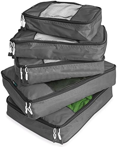 TravelWise Luggage Packing Organization Cubes 5 Pack, Silver, 2 Small, 2 Medium, 1 Large