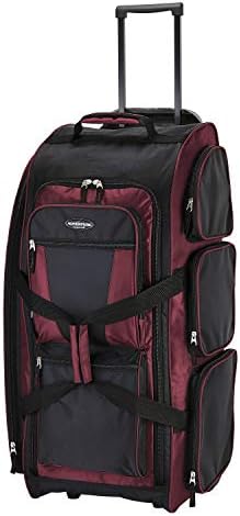 Travelers Club Xpedition 30 Inch Multi-Pocket Upright Rolling Duffel Bag, Crimson Red, 30" Suitcase