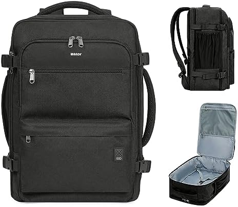 WANDF Travel Backpack For Spirit Airlines Personal Item Bag 18x14x8 with Wet Pocket, 17 Inch Laptop Backpack for Men Women（Black）