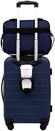 Wrangler Smart Luggage Cup Holder and USB Port, Navy Blue, 2 Piece Set