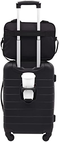 Wrangler Smart Luggage Set with Cup Holder, USB Port and Phone Holder, Black, 2 Piece Set
