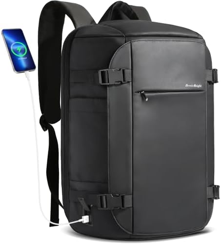 hk Travel Backpack for Men 45L,Large TSA Carry On Backpack Flight Approved,High Tech Waterproof Business Backpack Fit 17.3 Inch Laptop with USB Charging,Anti-Theft Weekender Bag