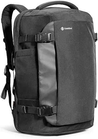 tomtoc Travel Backpack 40L, TSA Friendly Flight Approved Carry-on Luggage Hand Water-resistant Lightweight Business Rucksack, Durable Large Weekender Bag Daypack Fits 17.3 Inch Laptop